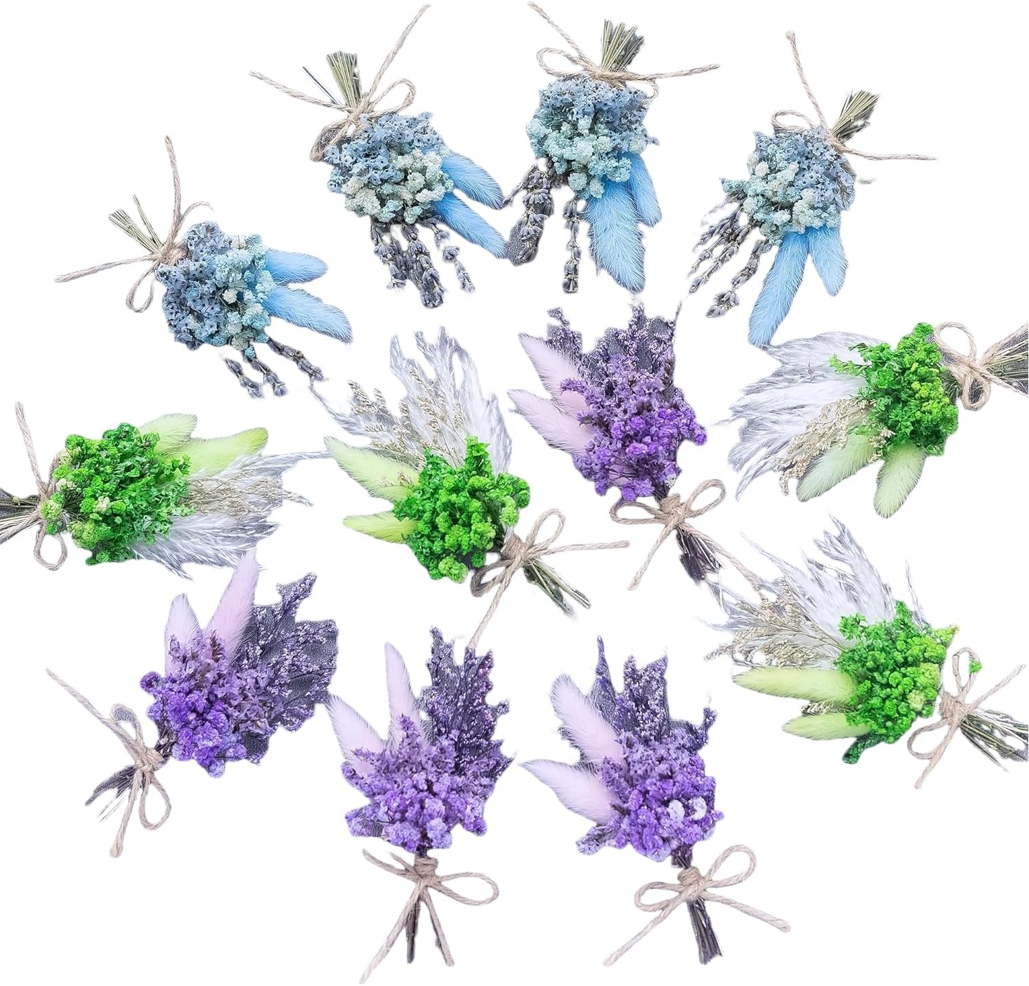 Xins Convey Mini Dried Flower Bouquet Set 12 Pcs Blue
