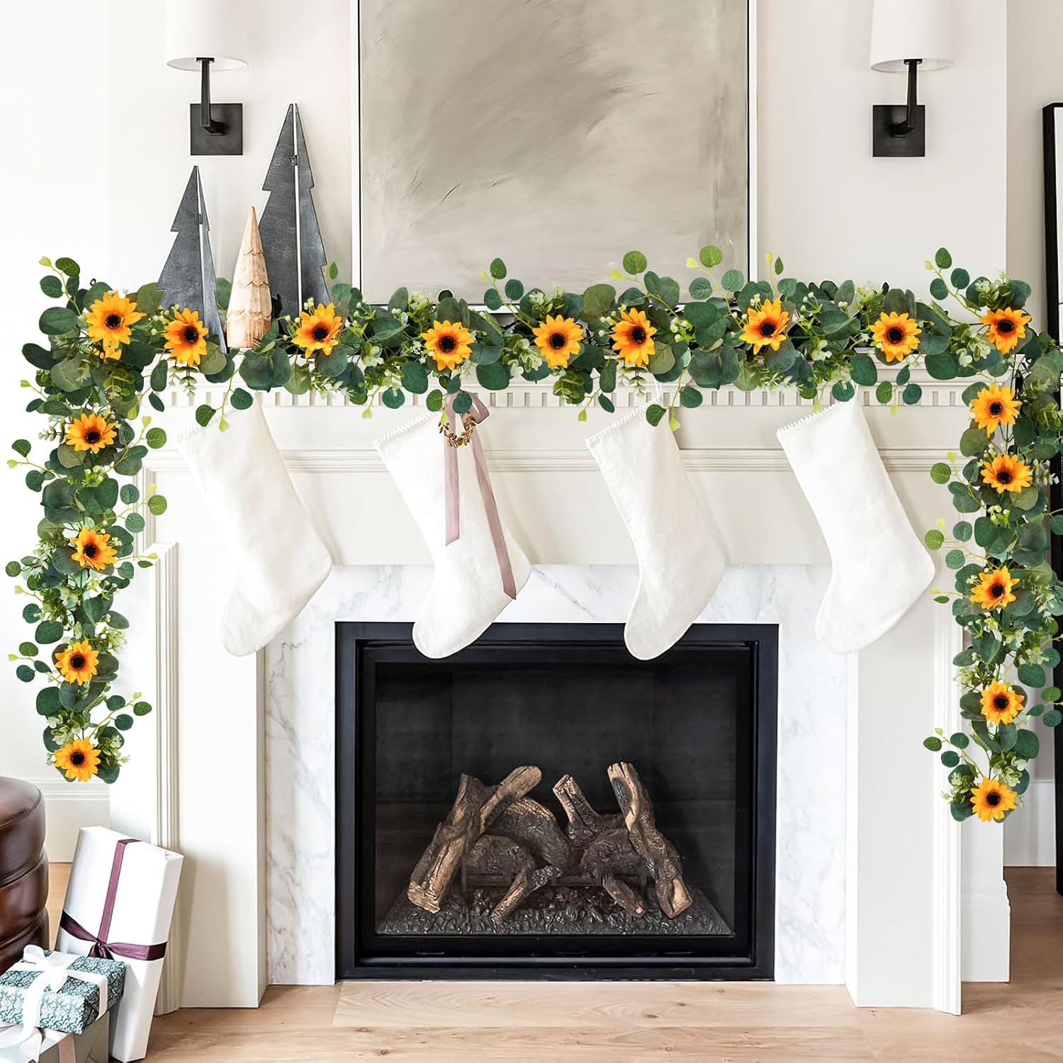 Uieke 2 Pack Artificial Sunflower Garland 6ft