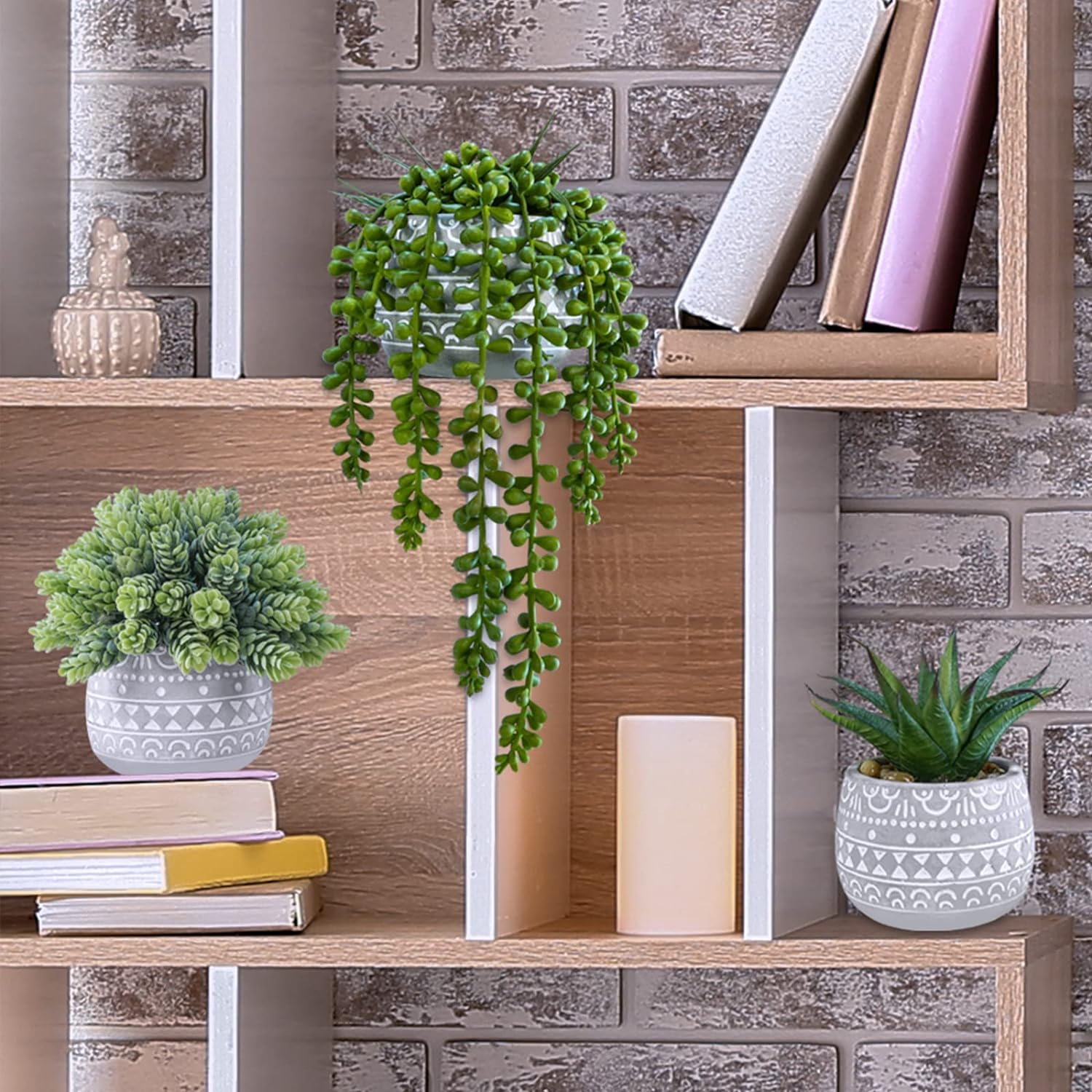 Winlyn 3 Pcs Assorted Small Artificial Succulent Plants