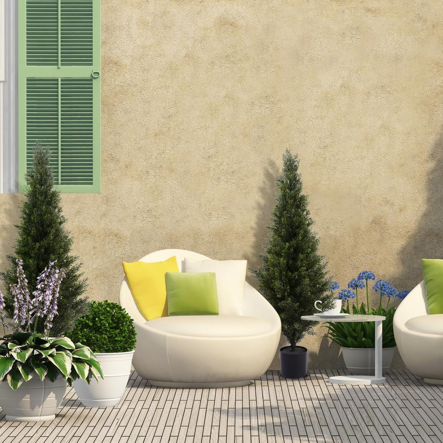 ENGREEN 3FT Artificial Cedar Topiary Trees 2 Pack