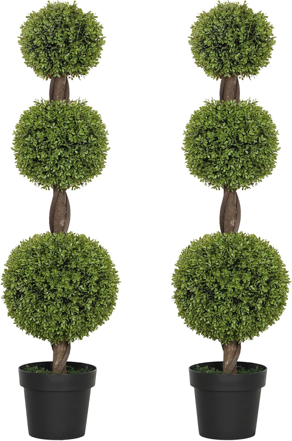 HOMCOM Artificial Topiary Plants Set of 2 Green Indoor Outdoor