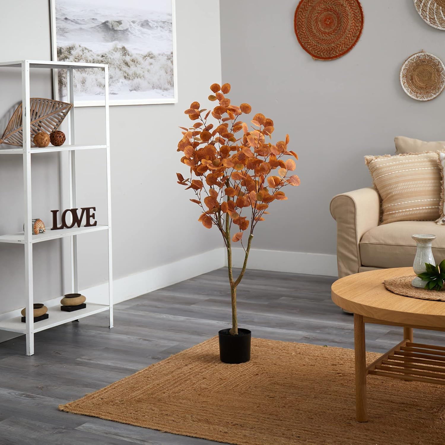 Nearly Natural 4ft Autumn Eucalyptus Artificial Tree 1