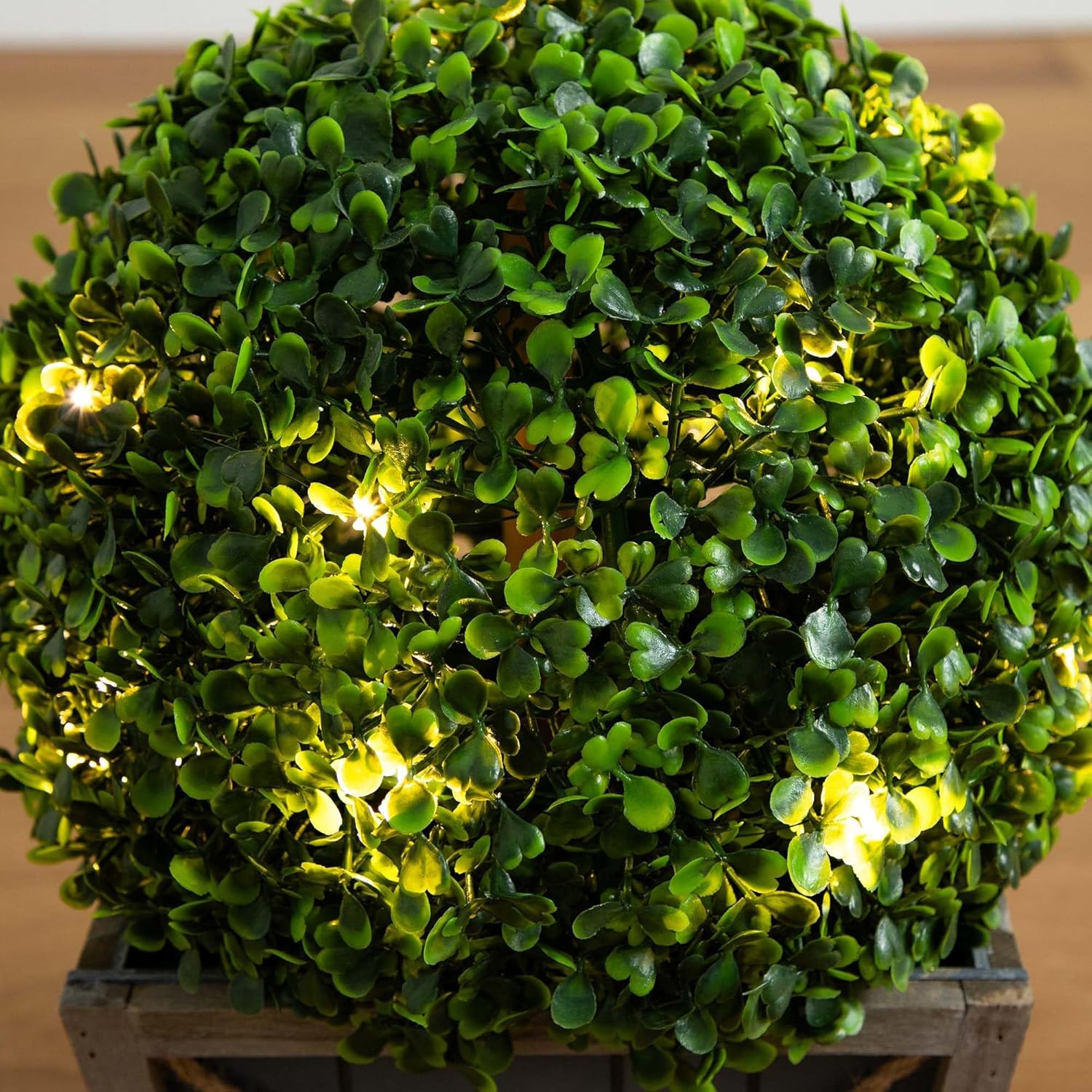 Nearly Natural 18in UV Resistant Artificial Boxwood Topiary with LED Light