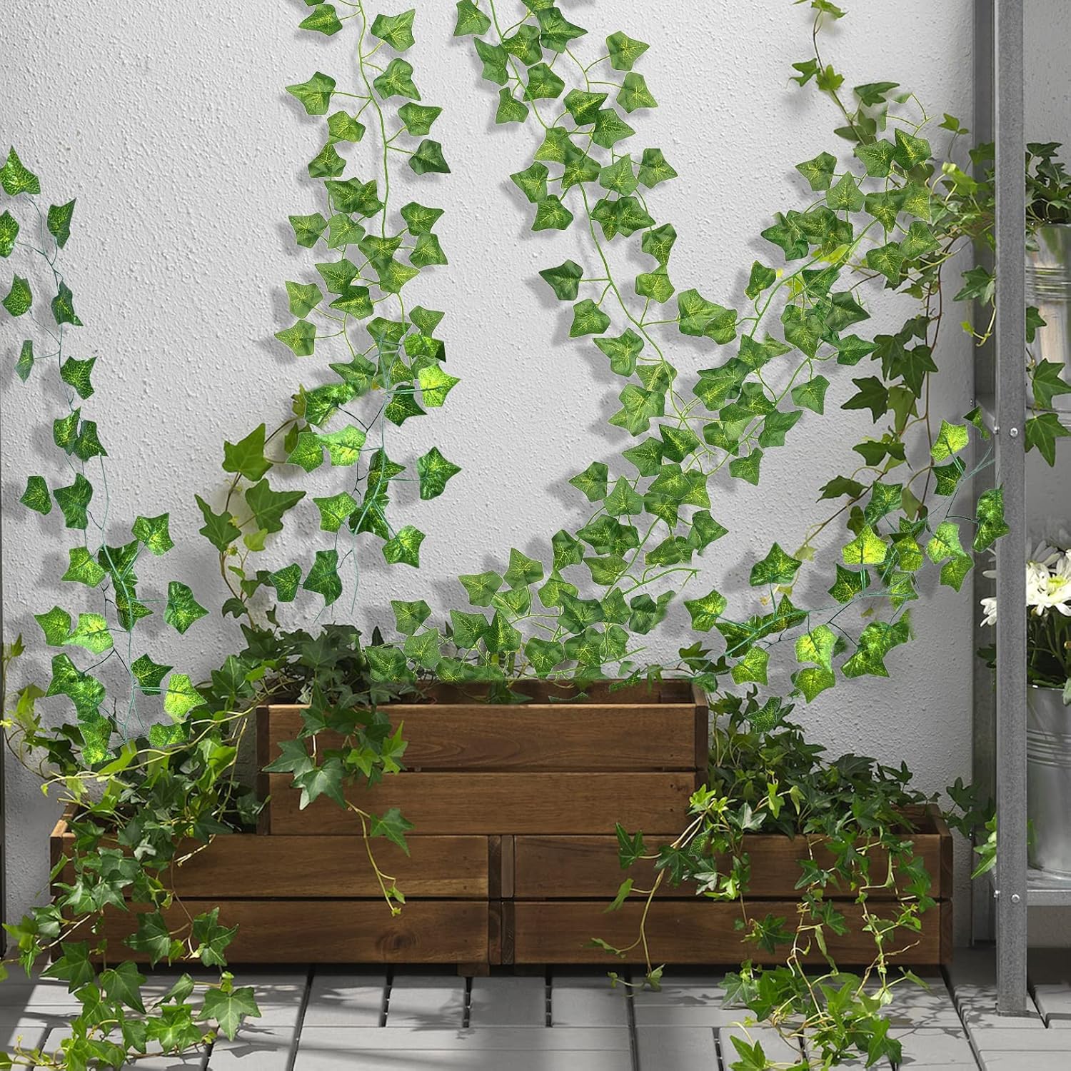 CQURE 14 Pack Artificial Ivy Garland 98 Ft UV Resistant Leaves
