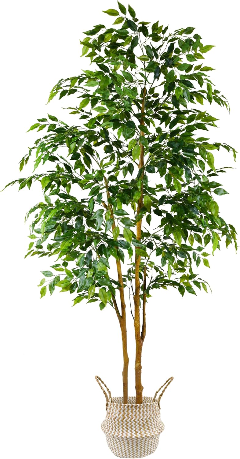 7ft Artificial Ficus Tree with Basket for Home Decor