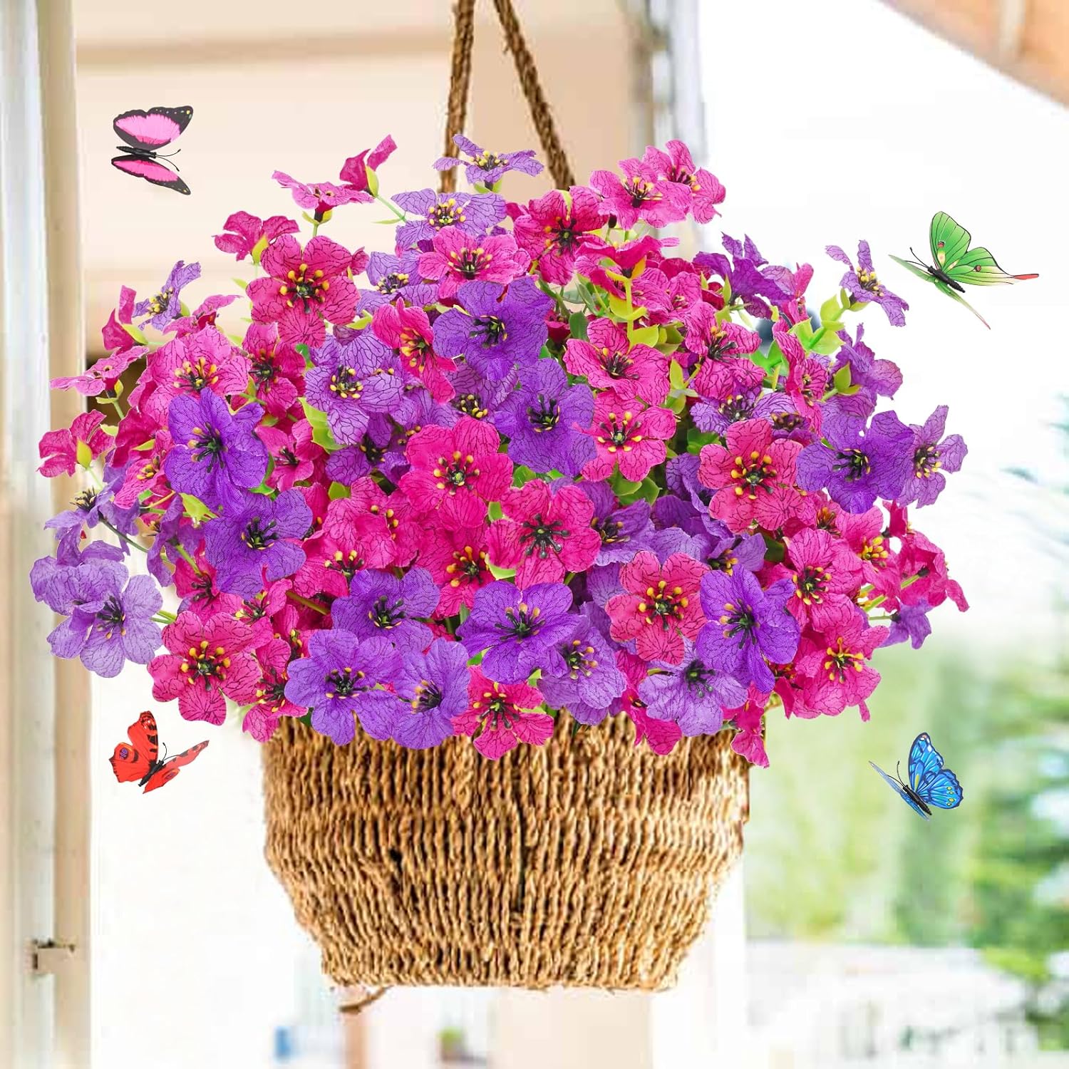Yastouay 12 Bundles Artificial Flowers for Outdoor Decor