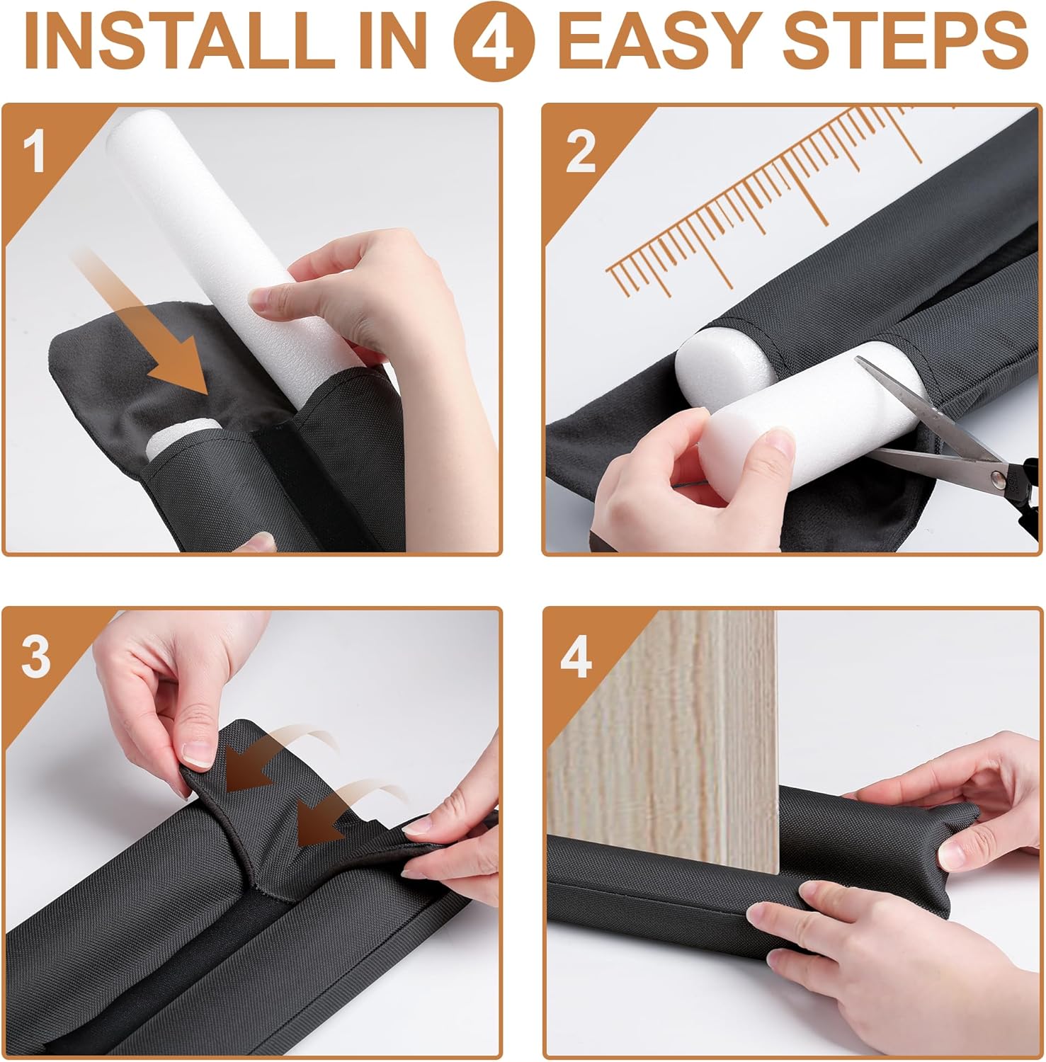 2 Pack Door Draft Stopper Adjustable 30-36 Inch Noise Sound Reduction
