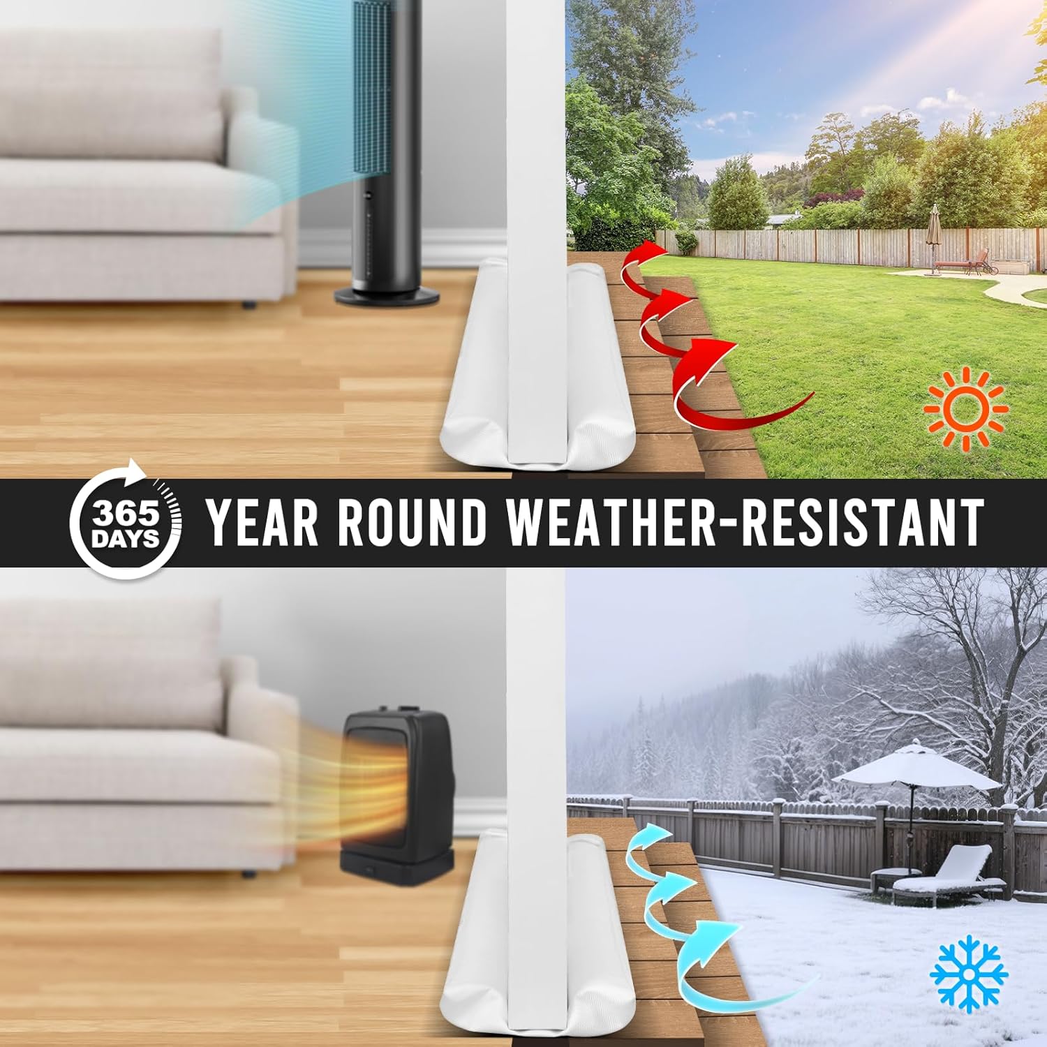 Comfyanno Under Door Draft Stopper - 30 to 36 Fit - Windproof Soundproof