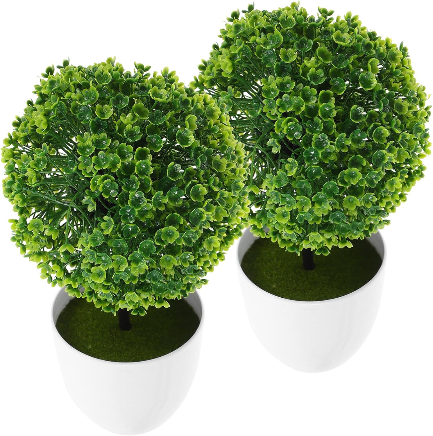 2 Pcs Artificial Topiary Ball Fake Potted Plant Decor