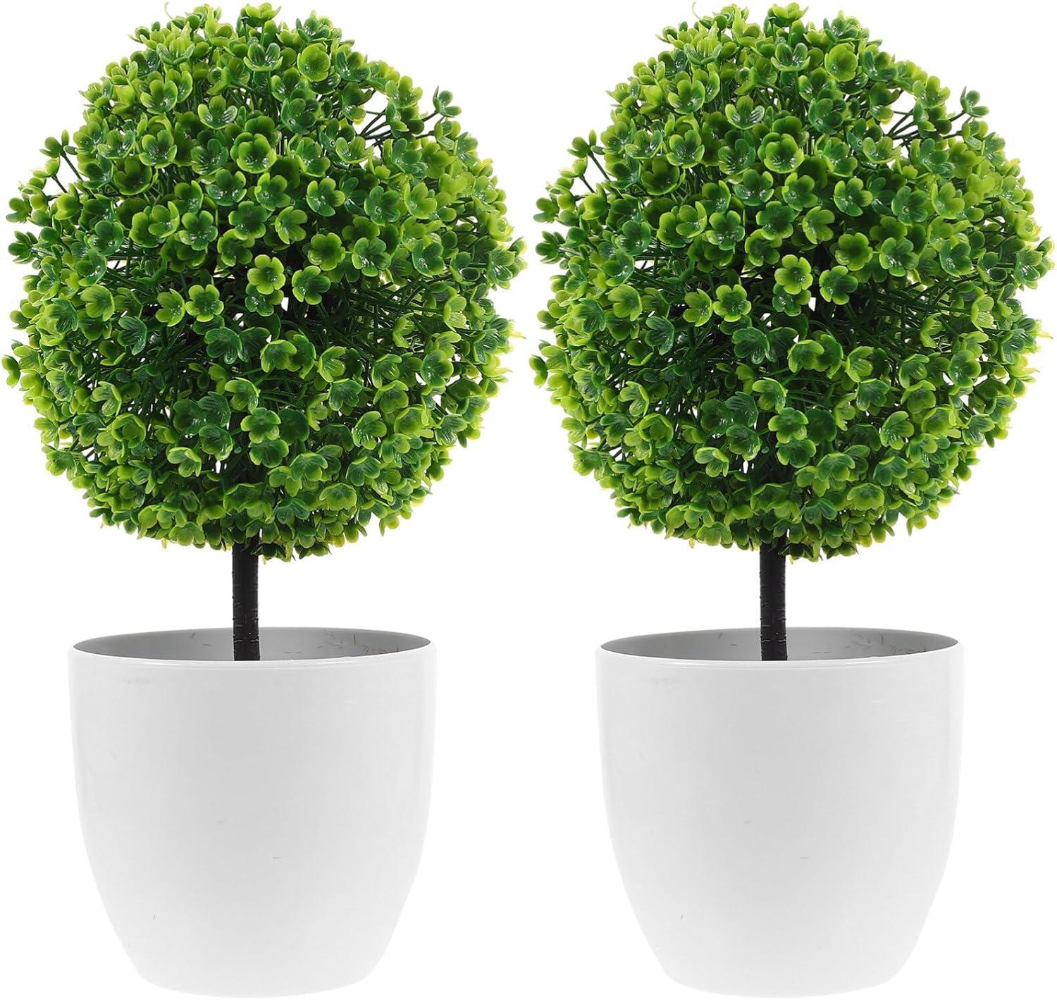 2 Pcs Artificial Topiary Ball Fake Potted Plant Decor