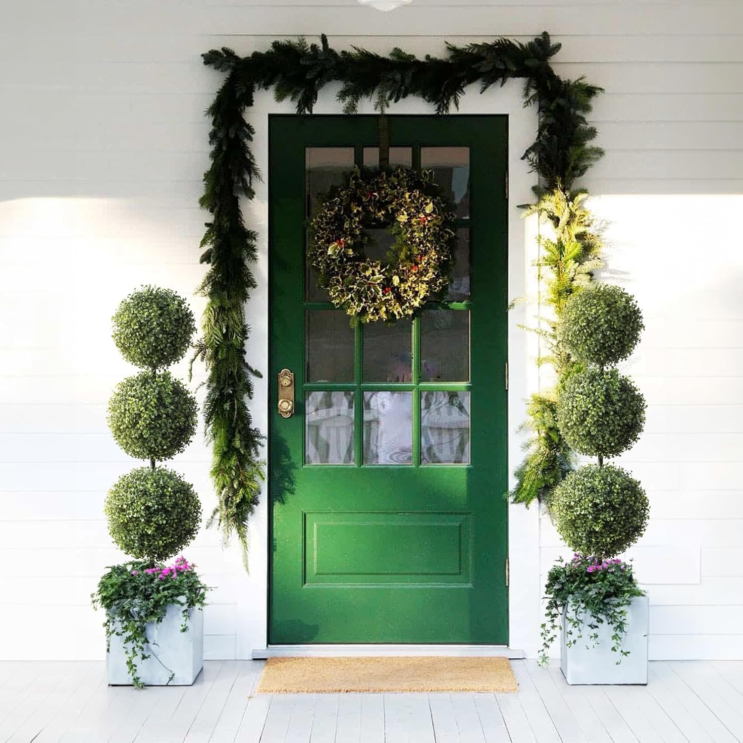 Momoplant 2 Pack Triple Ball Boxwood Topiaries