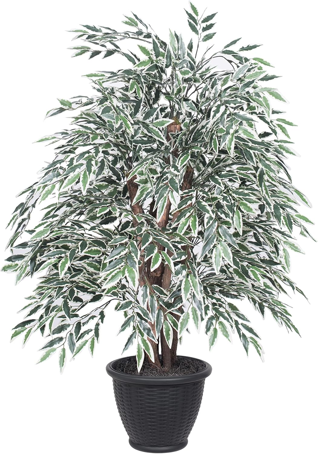 Vickerman 4 Foot Artificial Variegated Smilax Bush with Decorative Container