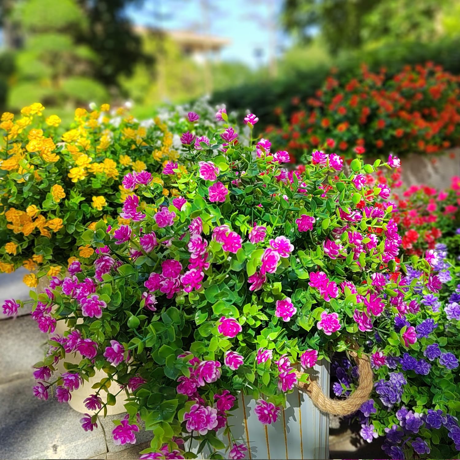 12 Bundles Artificial Flowers for Outdoor Use Magenta
