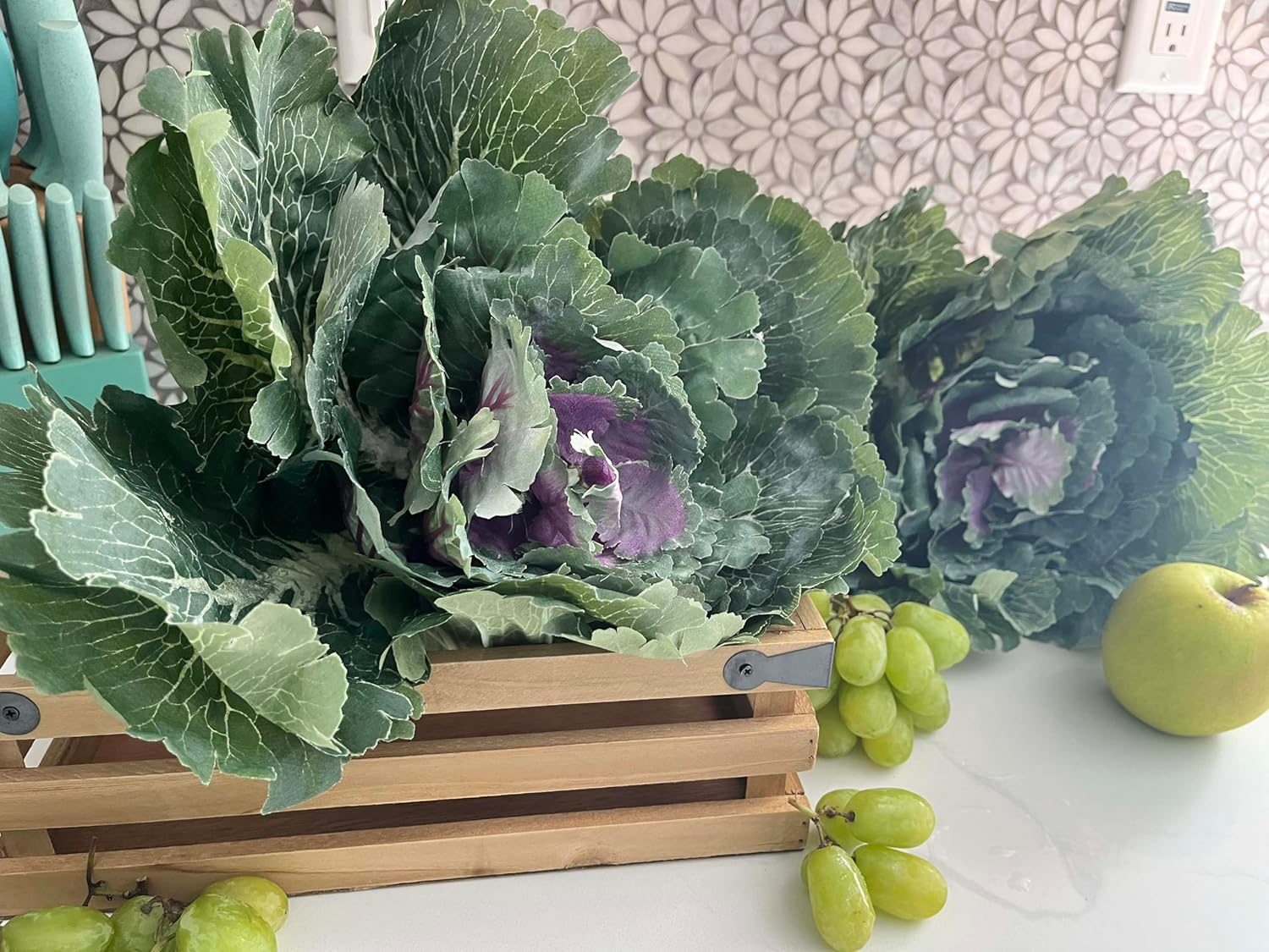 Admired By Nature Artificial Cabbage Plant Set 2 Pc Green