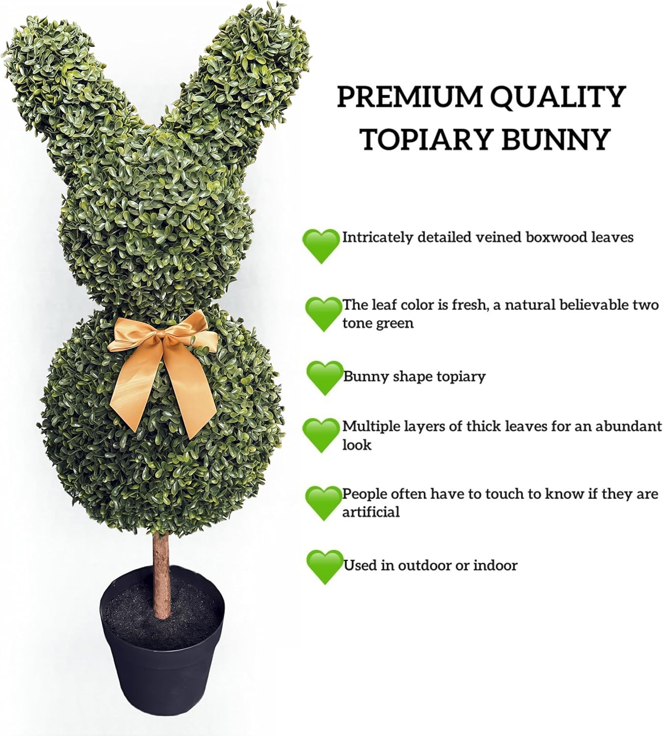 2 Pcs Artificial Bunny Topiary Trees with Planter Pots