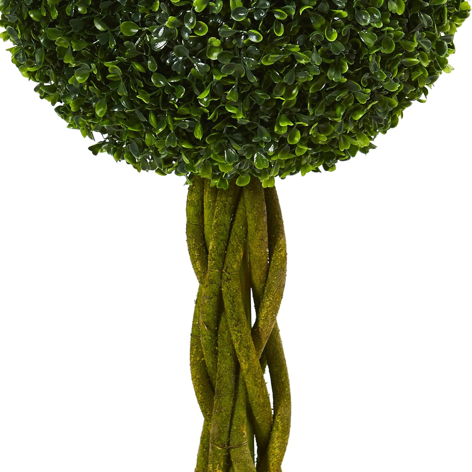 Nearly Natural 4ft Boxwood Double Ball Artificial Topiary Tree with Woven Trunk