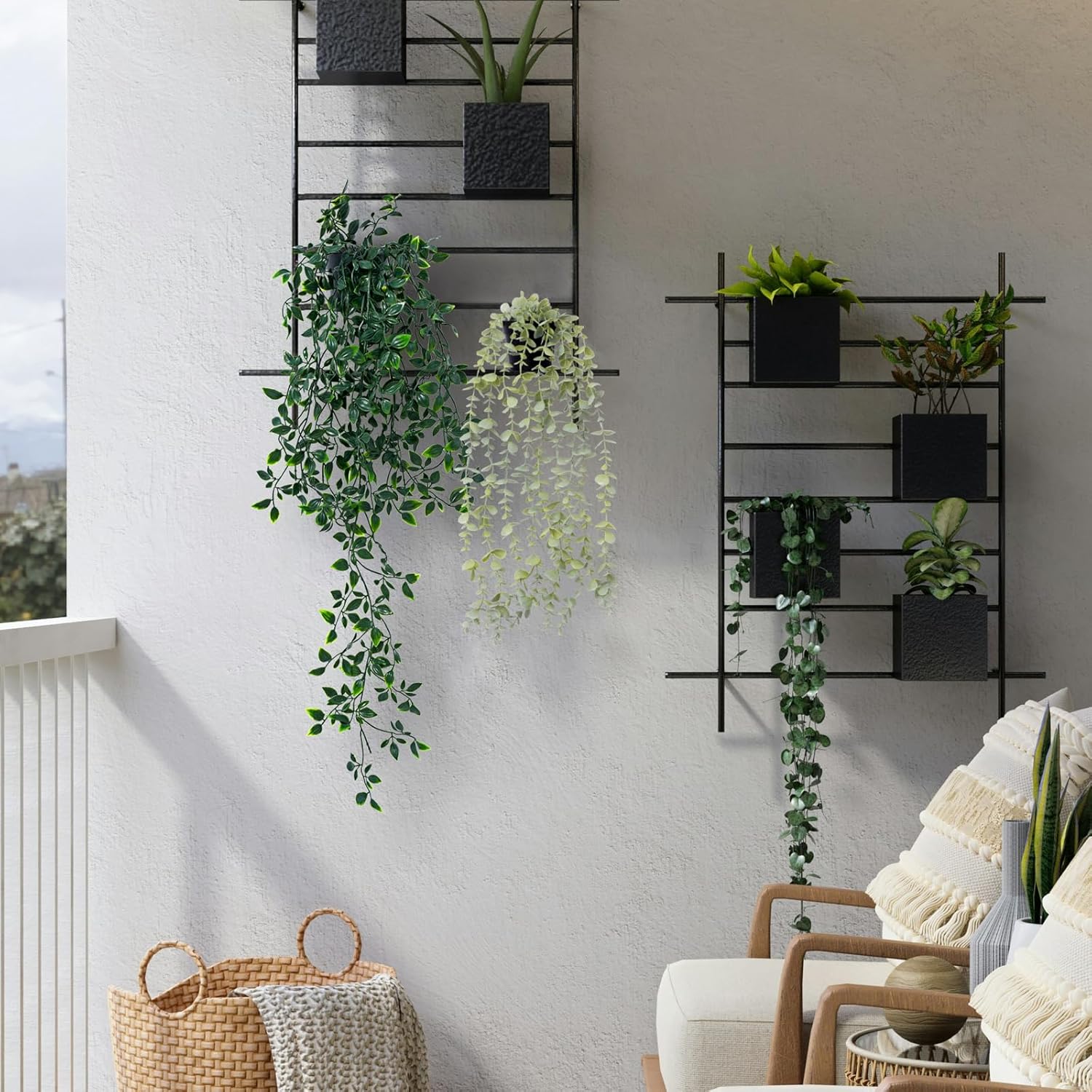 Freyalife 2pcs Artificial Hanging Plants for Decor