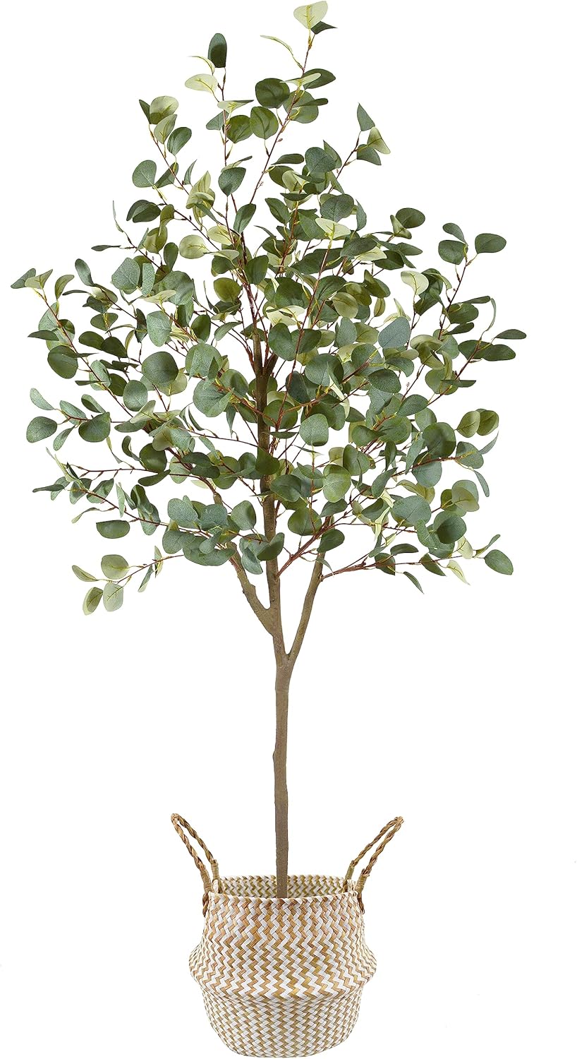6ft Tall Artificial Eucalyptus Tree with Basket