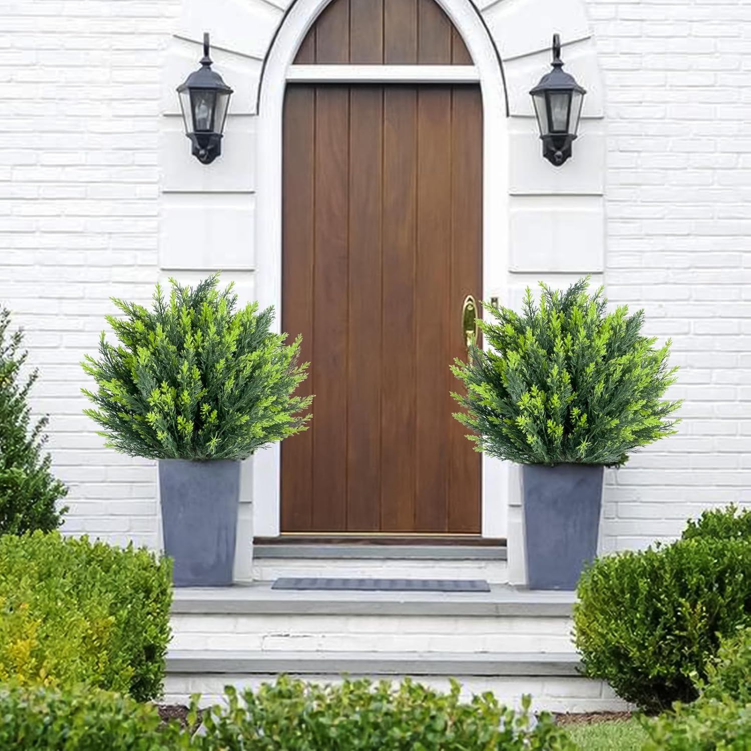 256 Inch Artificial Topiary Ball Tree Set of 2 with Ground Spike