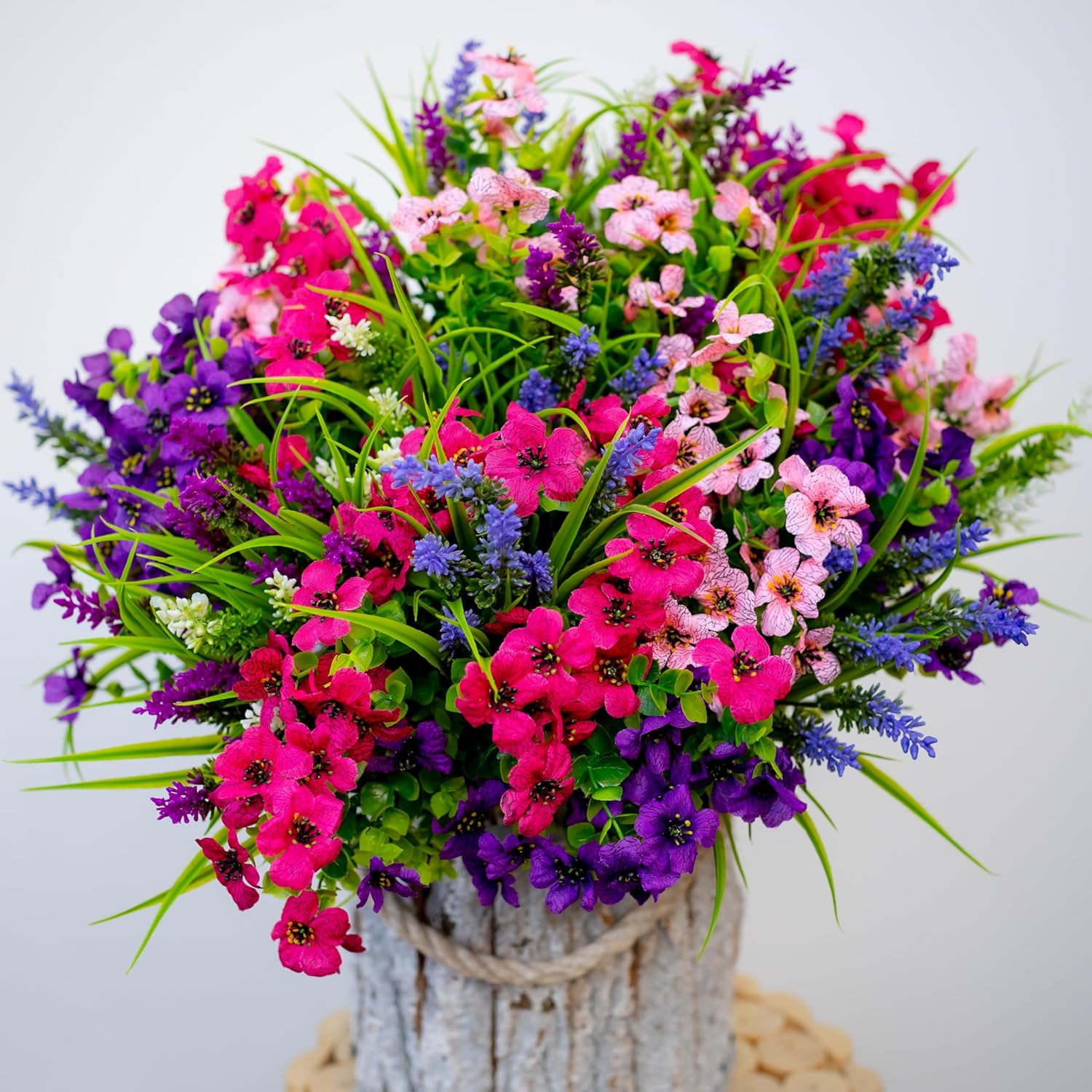 AXYLEX Artificial Flowers Outdoor Set 16 Bundles UV Resistant