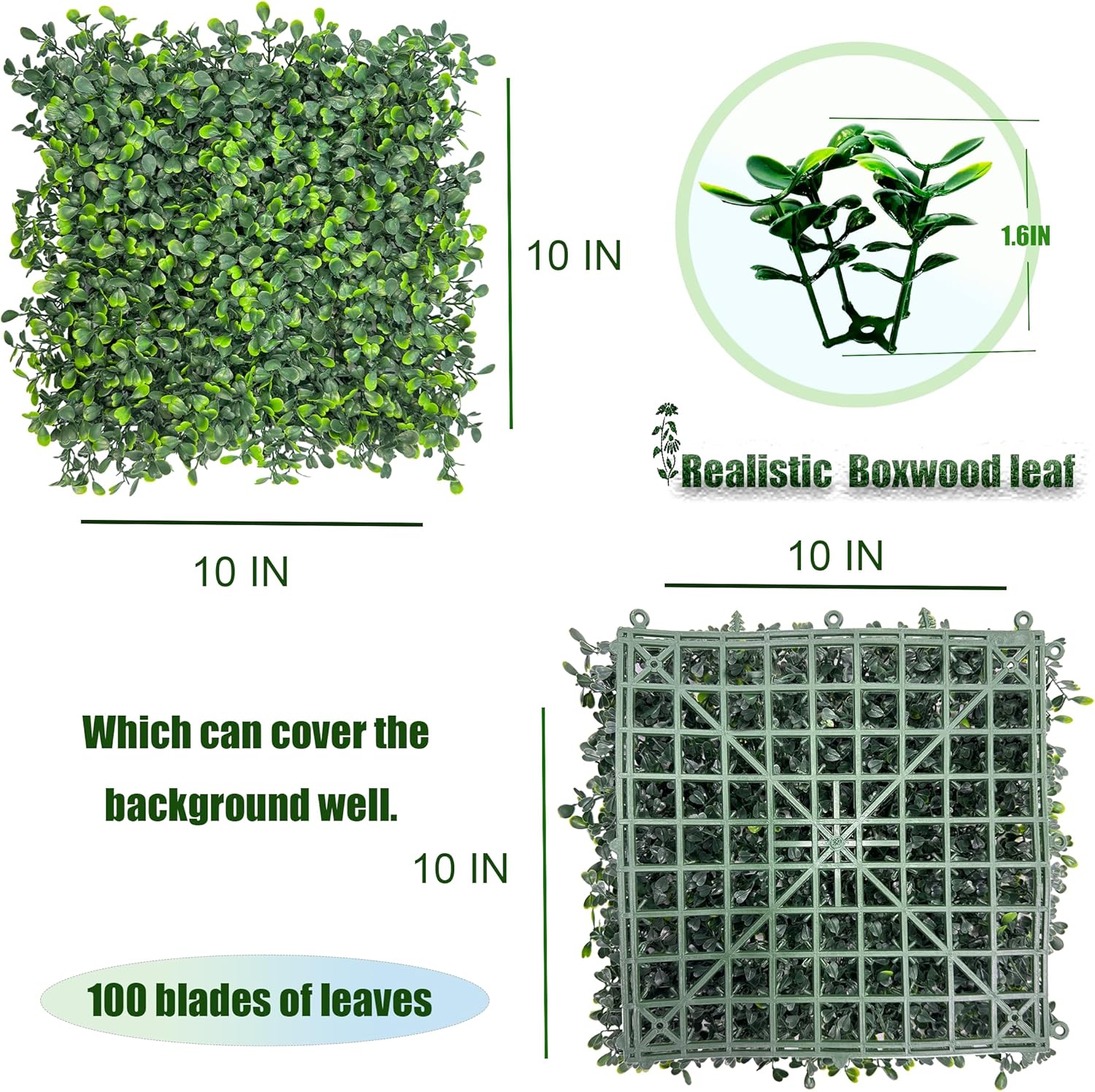 Artificial Grass Wall Backdrop 16P Boxwood Faux Green Wall Panels