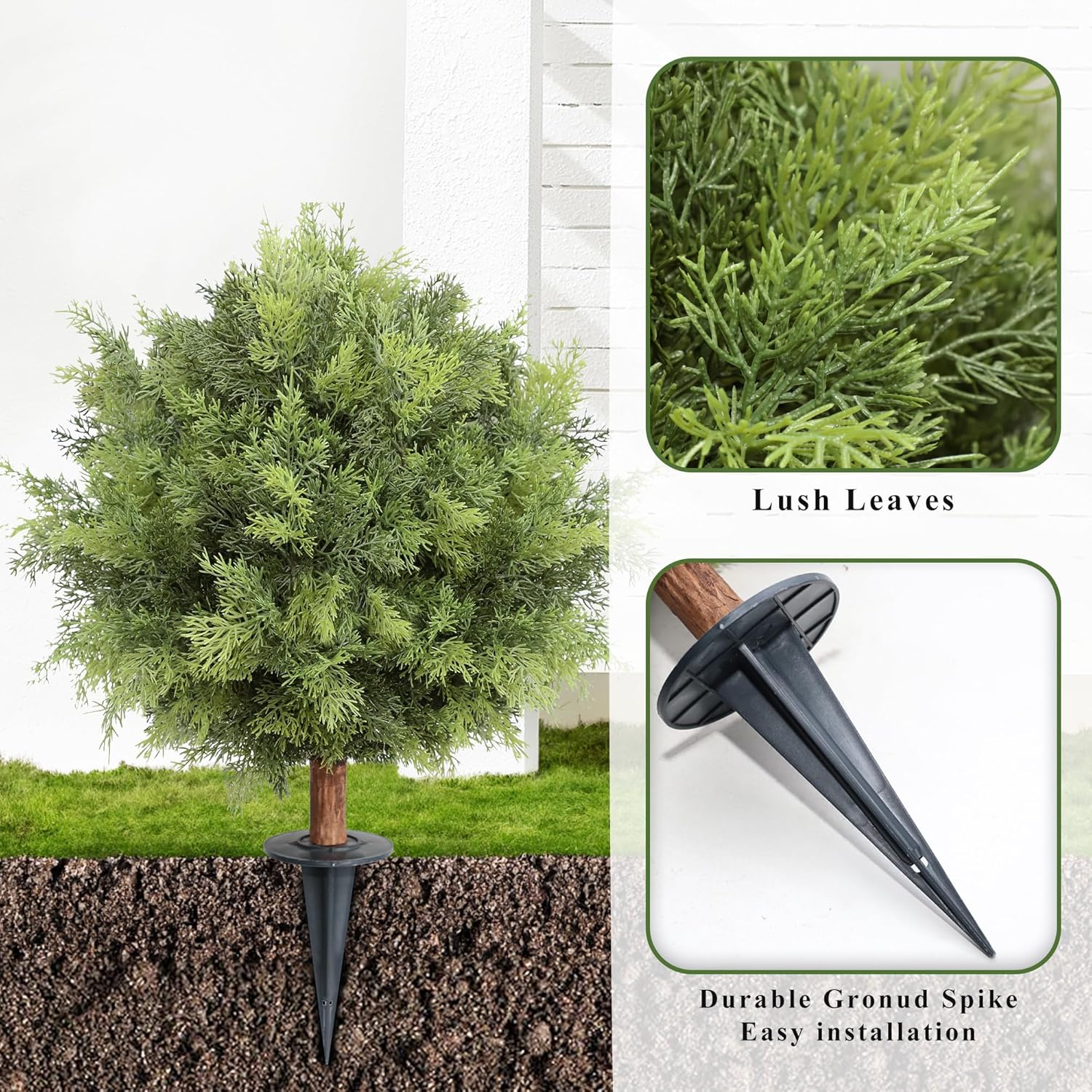 24 Inch Artificial Cedar Topiary Tree Set of 2