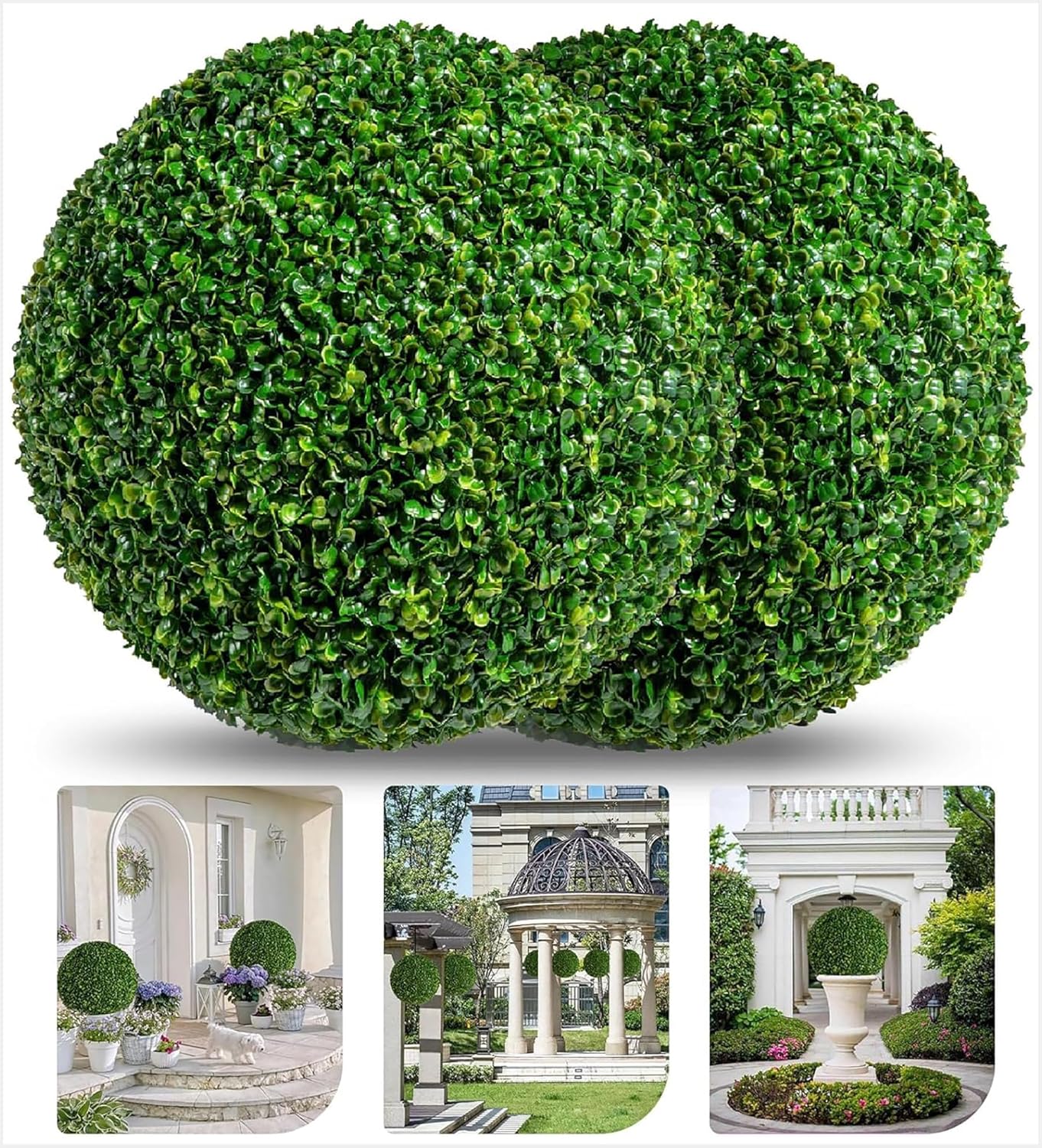 DANF 2 Pack Artificial Topiary Boxwood Balls 19 Inch Green