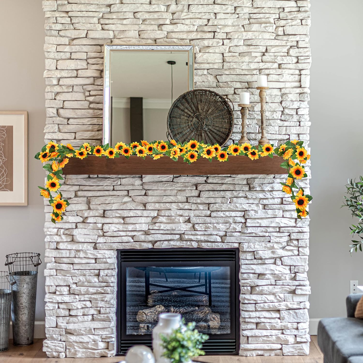 Uieke 3 Pack Artificial Sunflower Garland