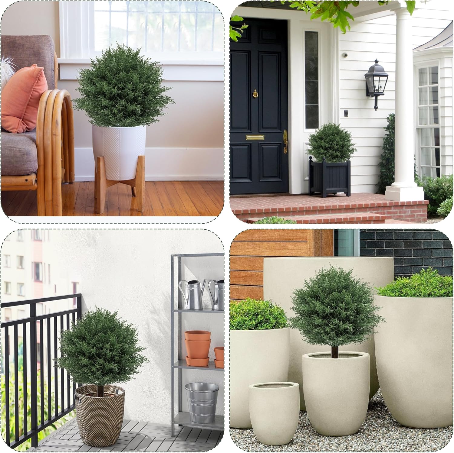 Artificial Cedar Topiary Ball Trees Set of 2