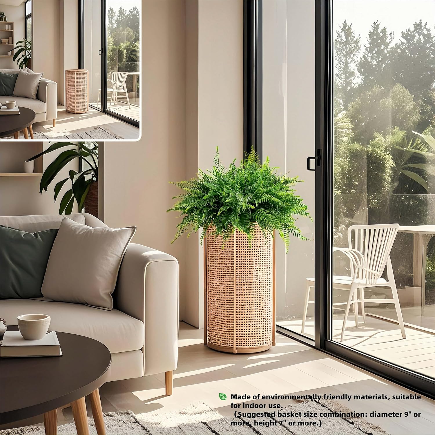 Qianyun Fake Fern Artificial Plants 2-Pack Hanging Decor