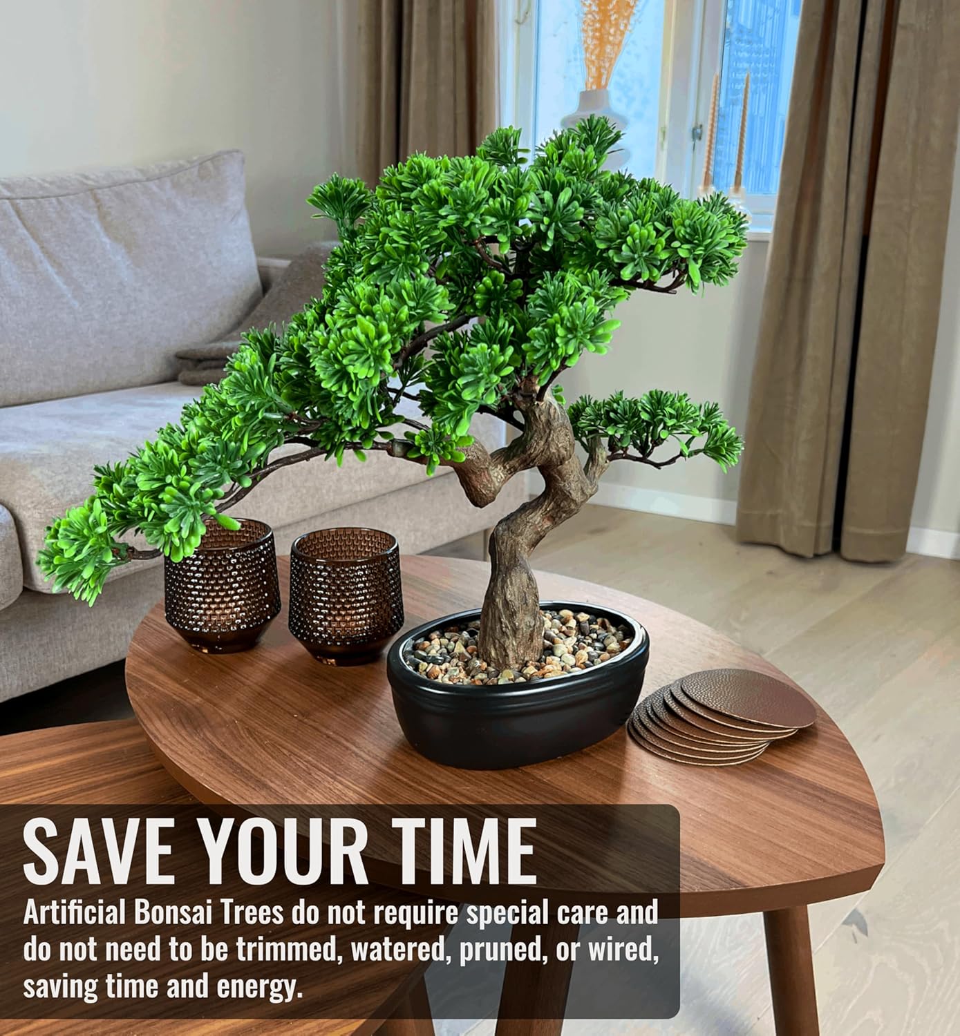 Premium Artificial Bonsai Tree 16 Inch Zen Decor