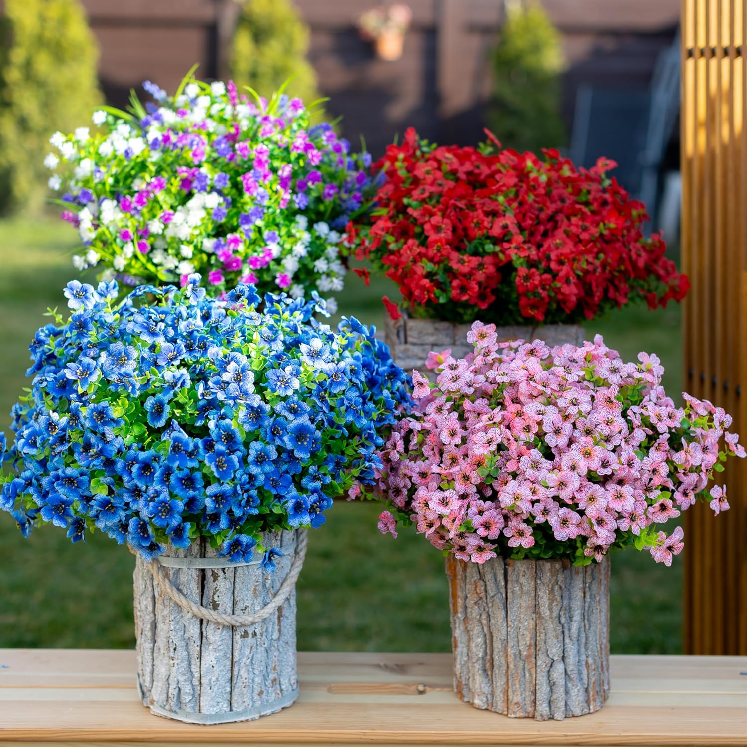 16 Bundle Artificial Flowers for Outdoor Decoration Blue