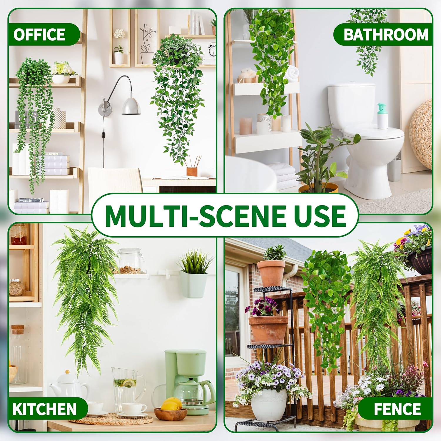 4 Pack Artificial Hanging Plants for Home Decor