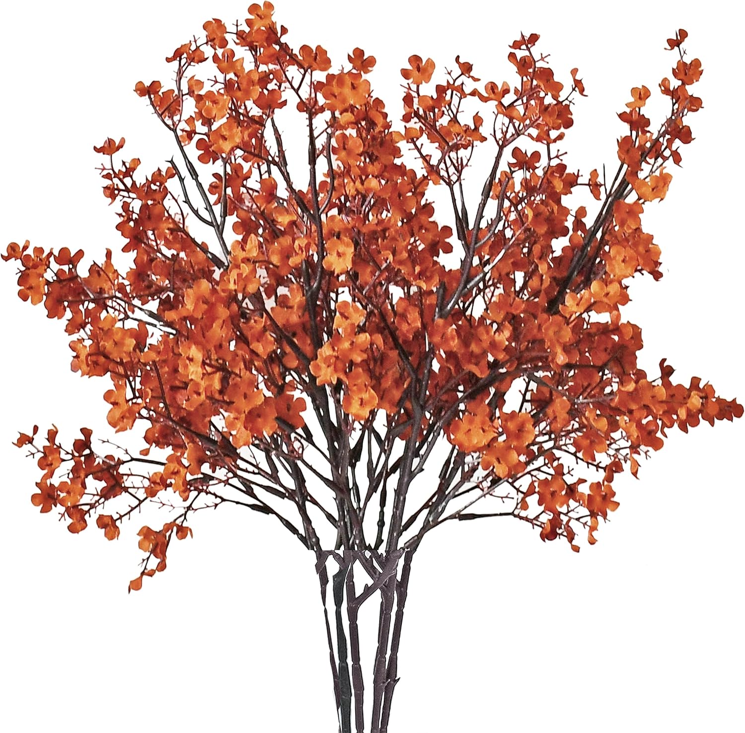 Mandys Burnt Orange Artificial Babys Breath Flowers 6 Bundles