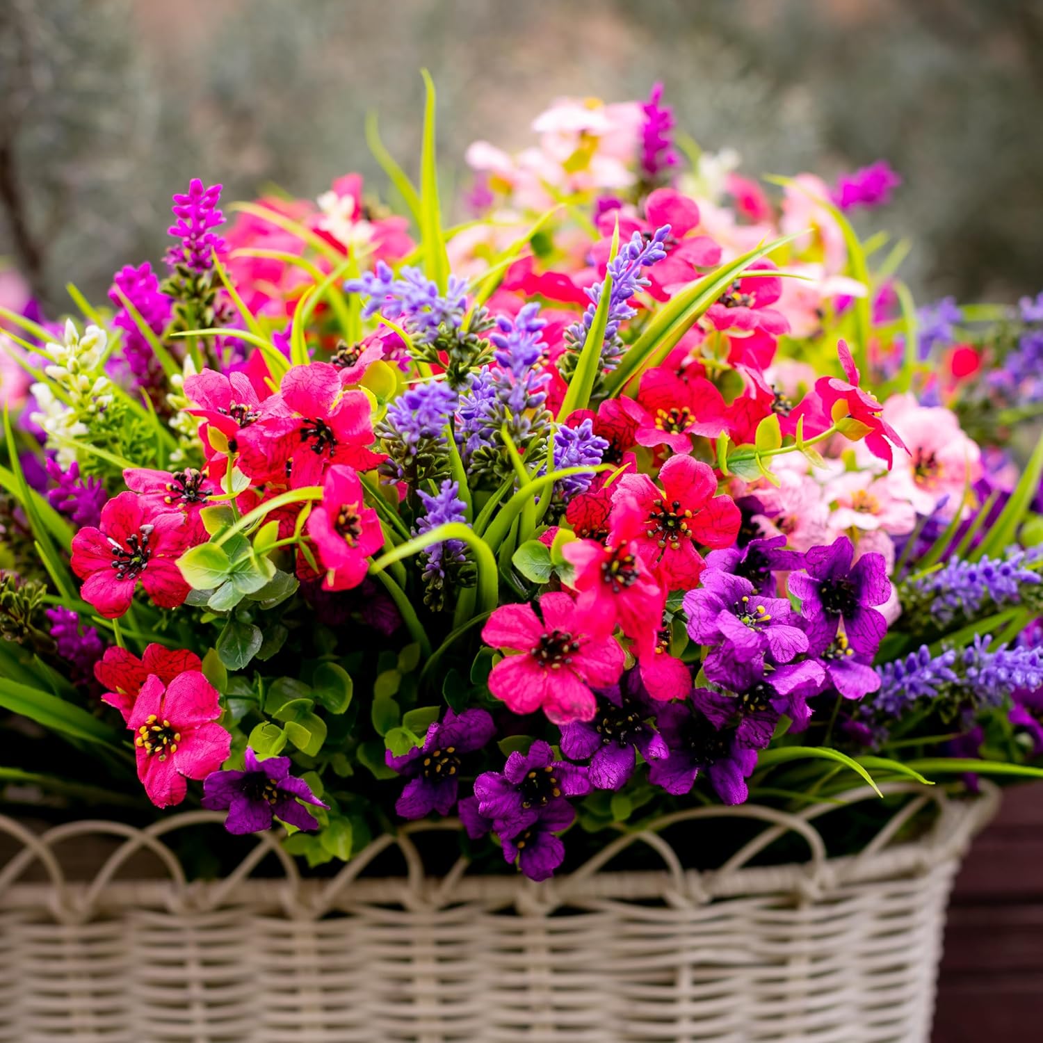AXYLEX Artificial Flowers Outdoor Set 16 Bundles UV Resistant