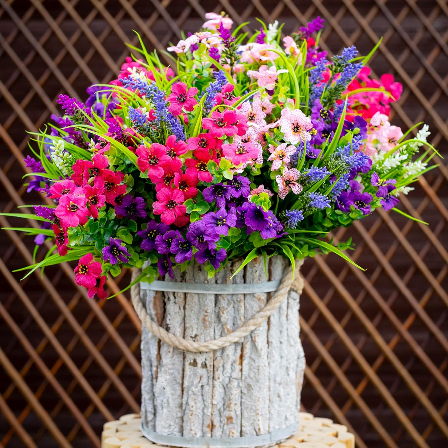 AXYLEX Artificial Flowers Outdoor Set 16 Bundles UV Resistant
