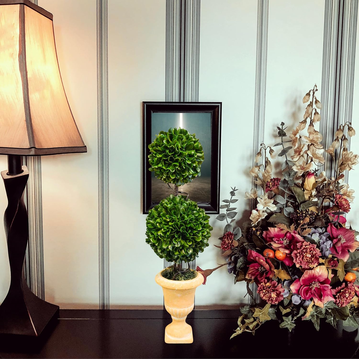 Admired By Nature 18 H Artificial Boxwood Topiary with Double Ball in Pot