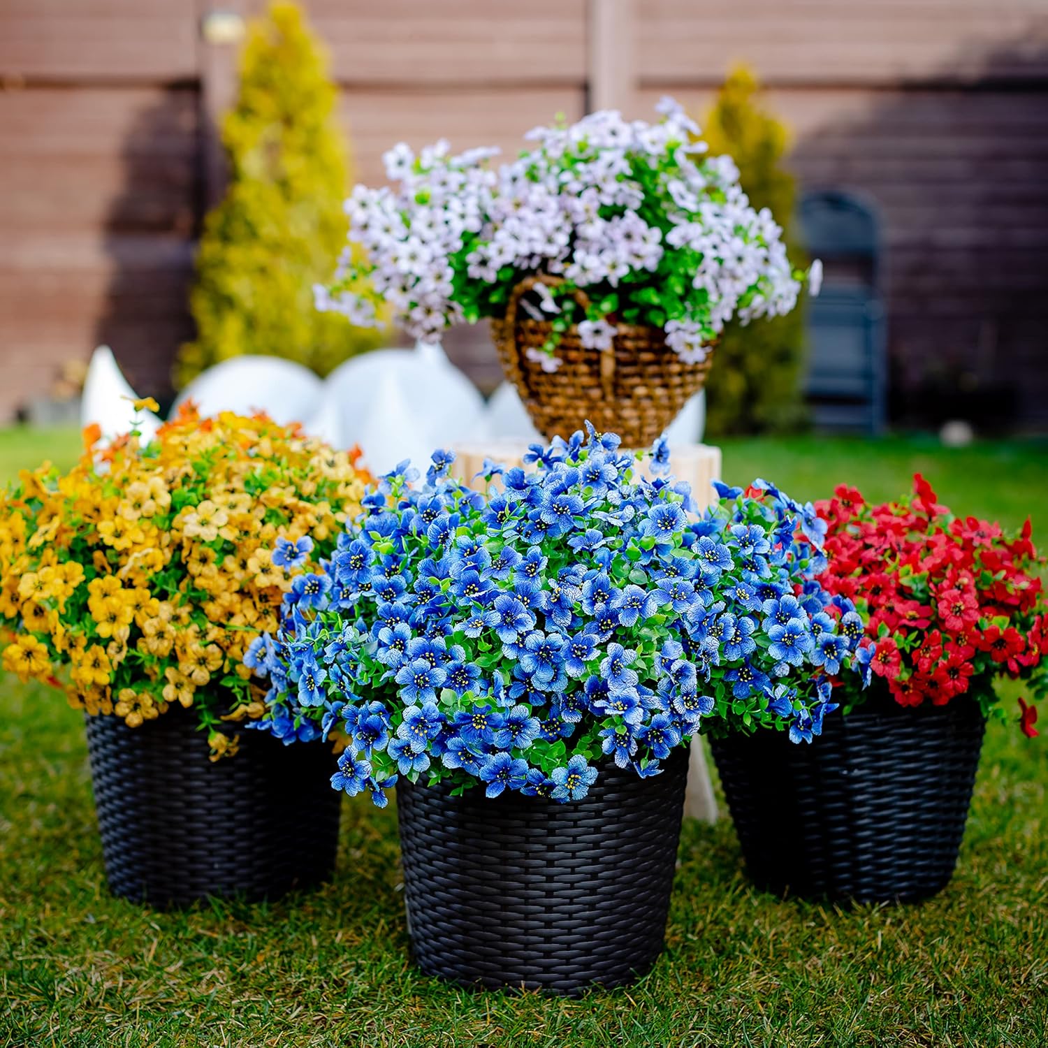 16 Bundle Artificial Flowers for Outdoor Decoration Blue