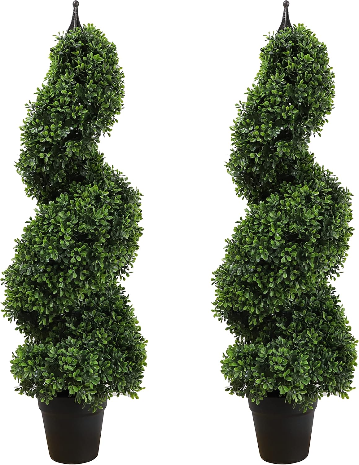 35 Inch Outdoor Boxwood Spiral Faux Topiary Trees Set of 2