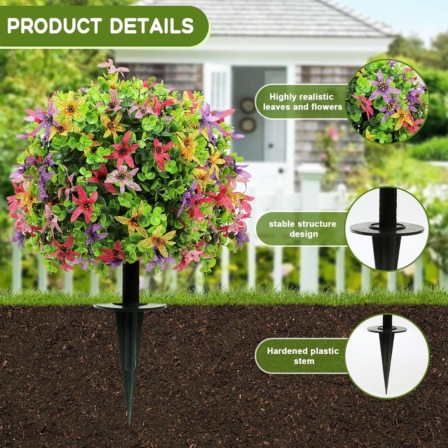 AXHJ 23 Inche Artificial Topiary Ball with Flowers