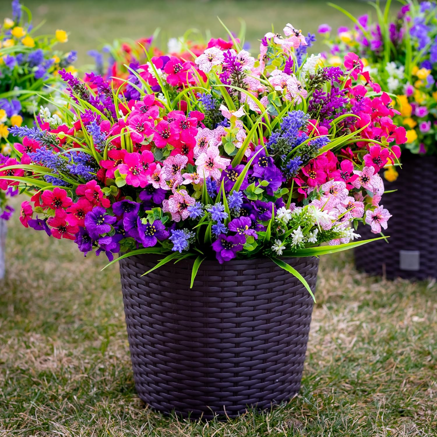 AXYLEX Artificial Flowers Outdoor Set 16 Bundles UV Resistant