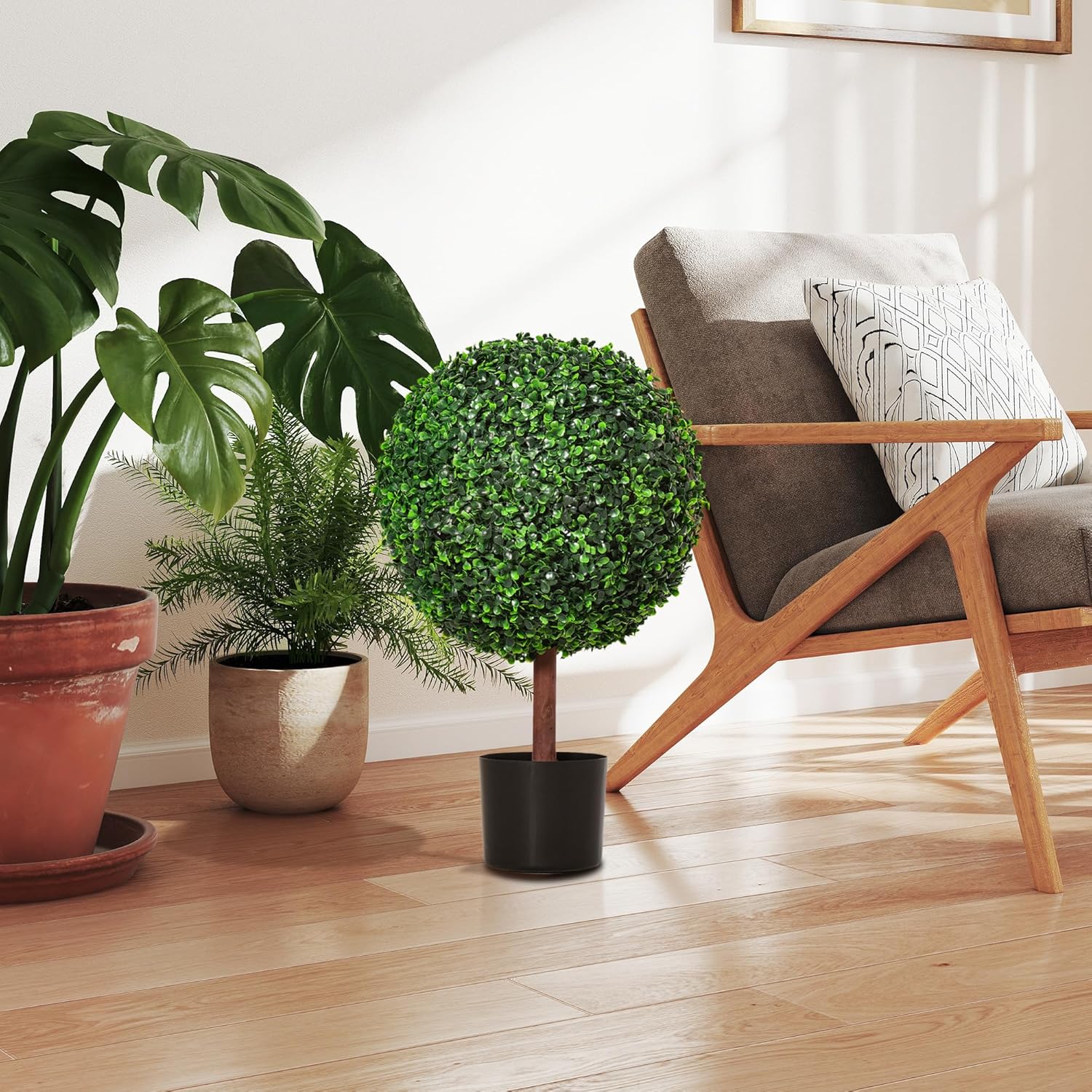 Outsunny 235 Artificial Boxwood Topiary Ball Tree