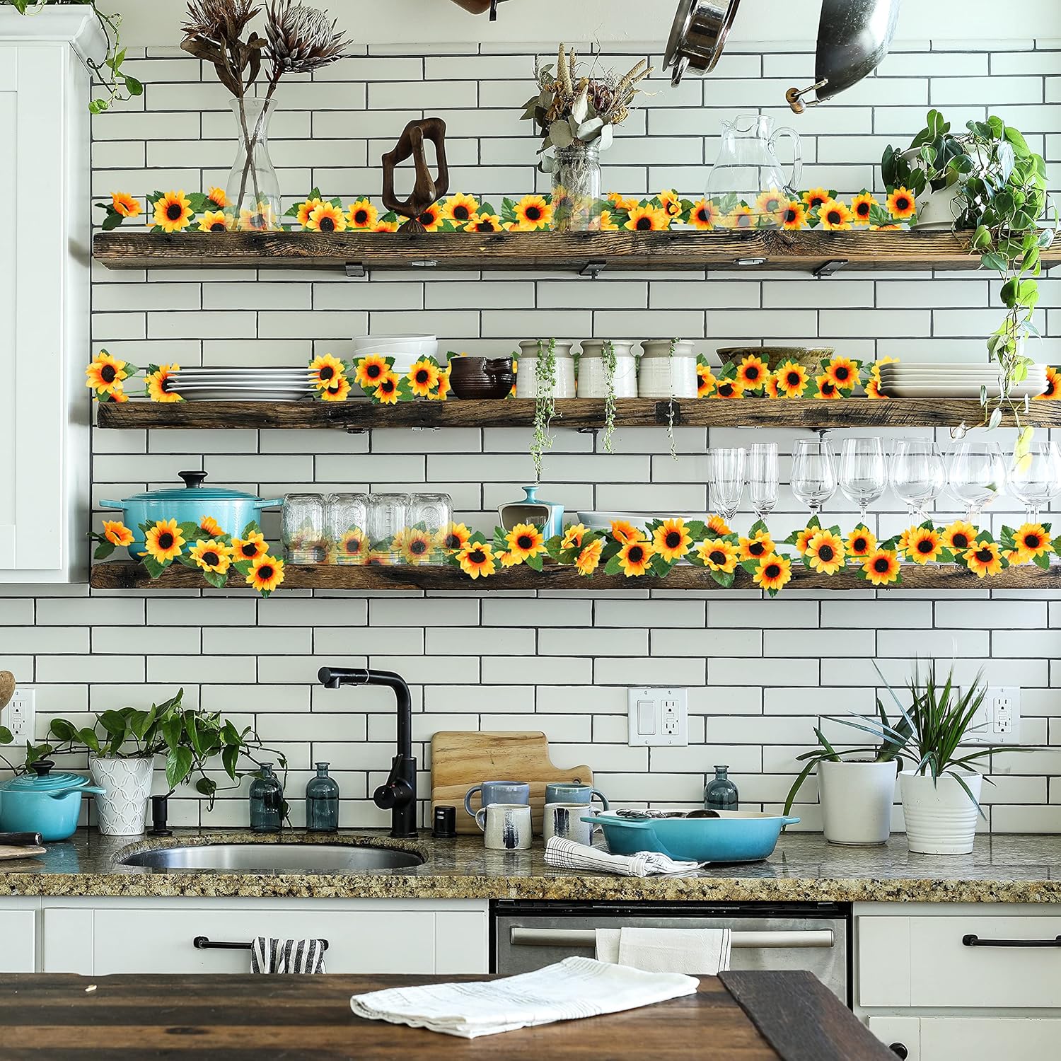 Uieke 3 Pack Artificial Sunflower Garland