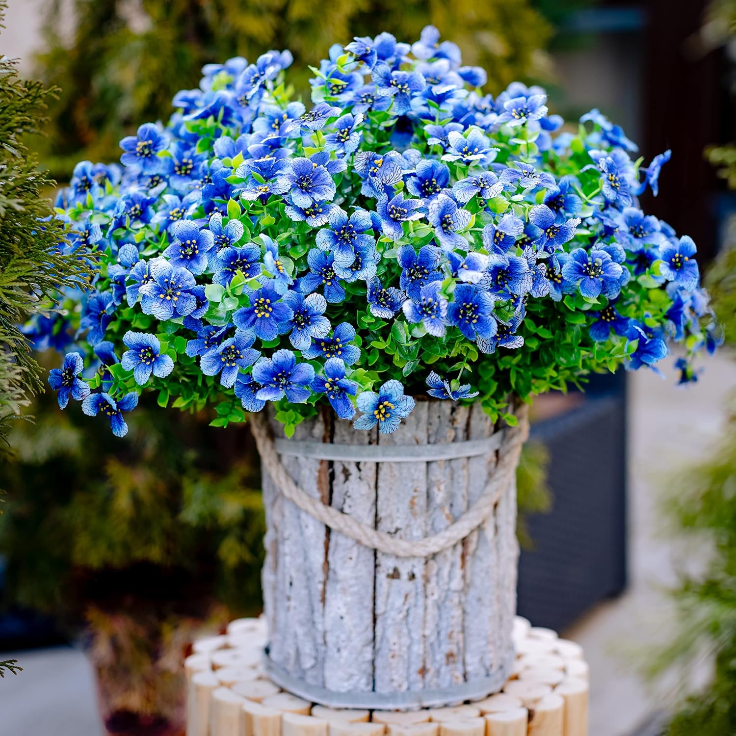 16 Bundle Artificial Flowers for Outdoor Decoration Blue