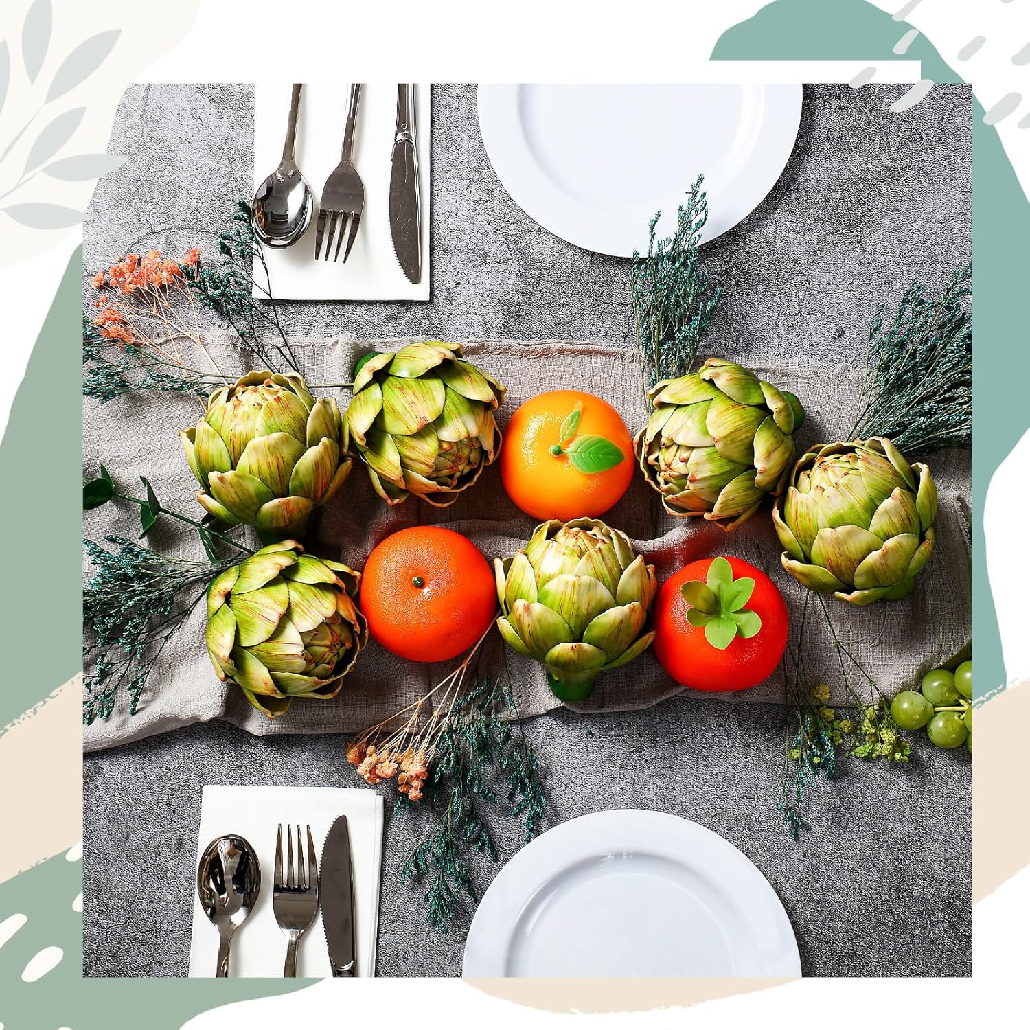 Timgle 4 Pcs Green Artificial Artichokes for Decorations