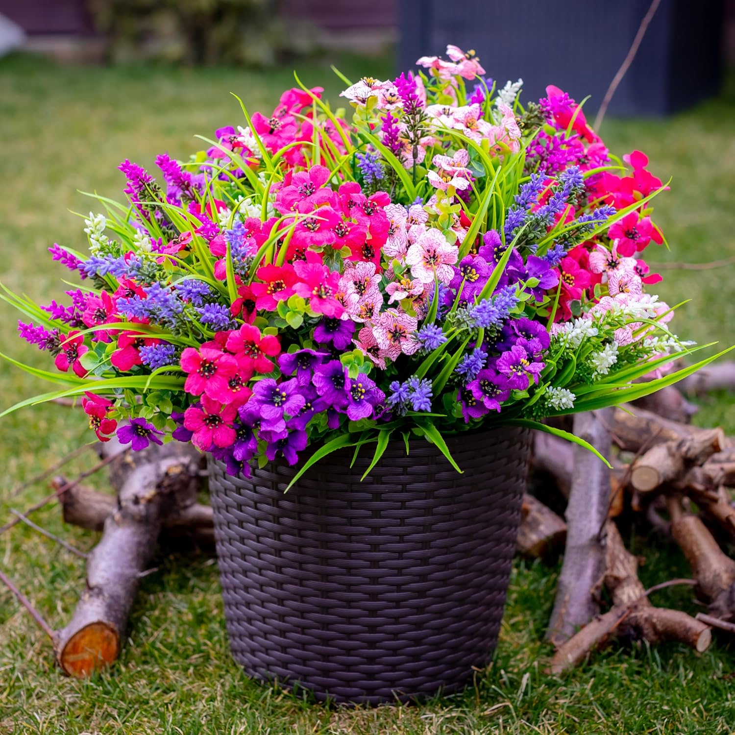 AXYLEX Artificial Flowers Outdoor Set 16 Bundles UV Resistant