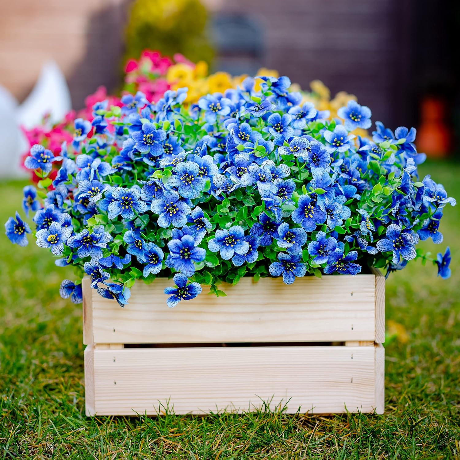 16 Bundle Artificial Flowers for Outdoor Decoration Blue