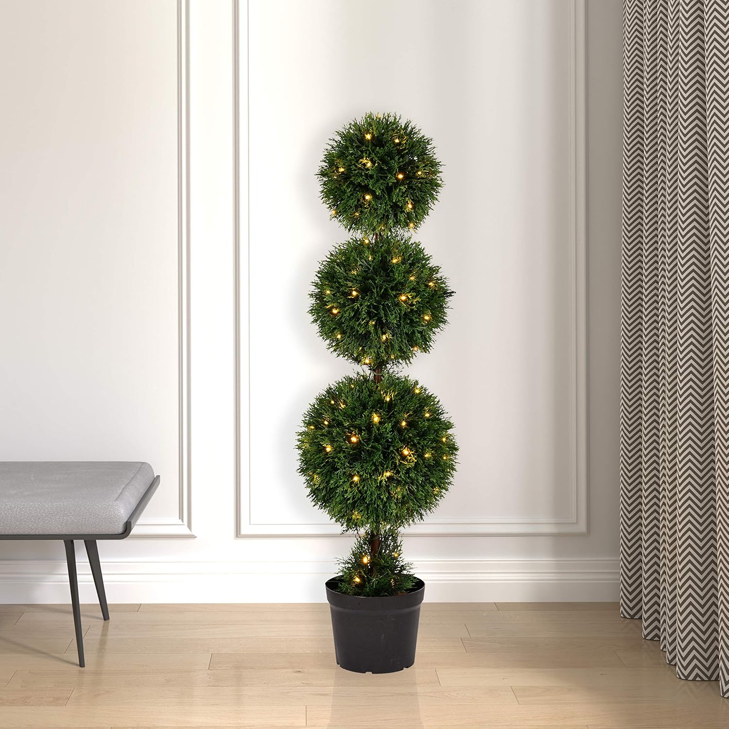 Vickerman 4 Foot Artificial Pre-Lit Cedar Topiary Tree