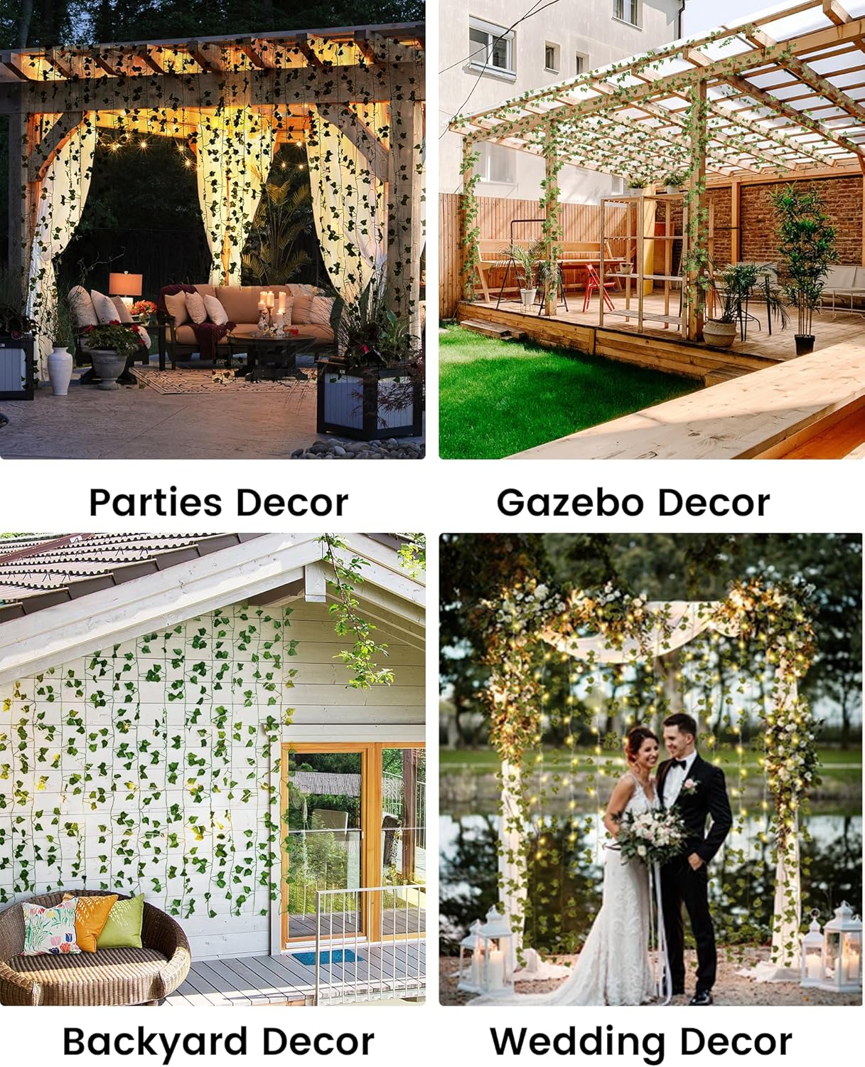 JACKYLED 84 Ft Artificial Ivy Garland with LED Lights