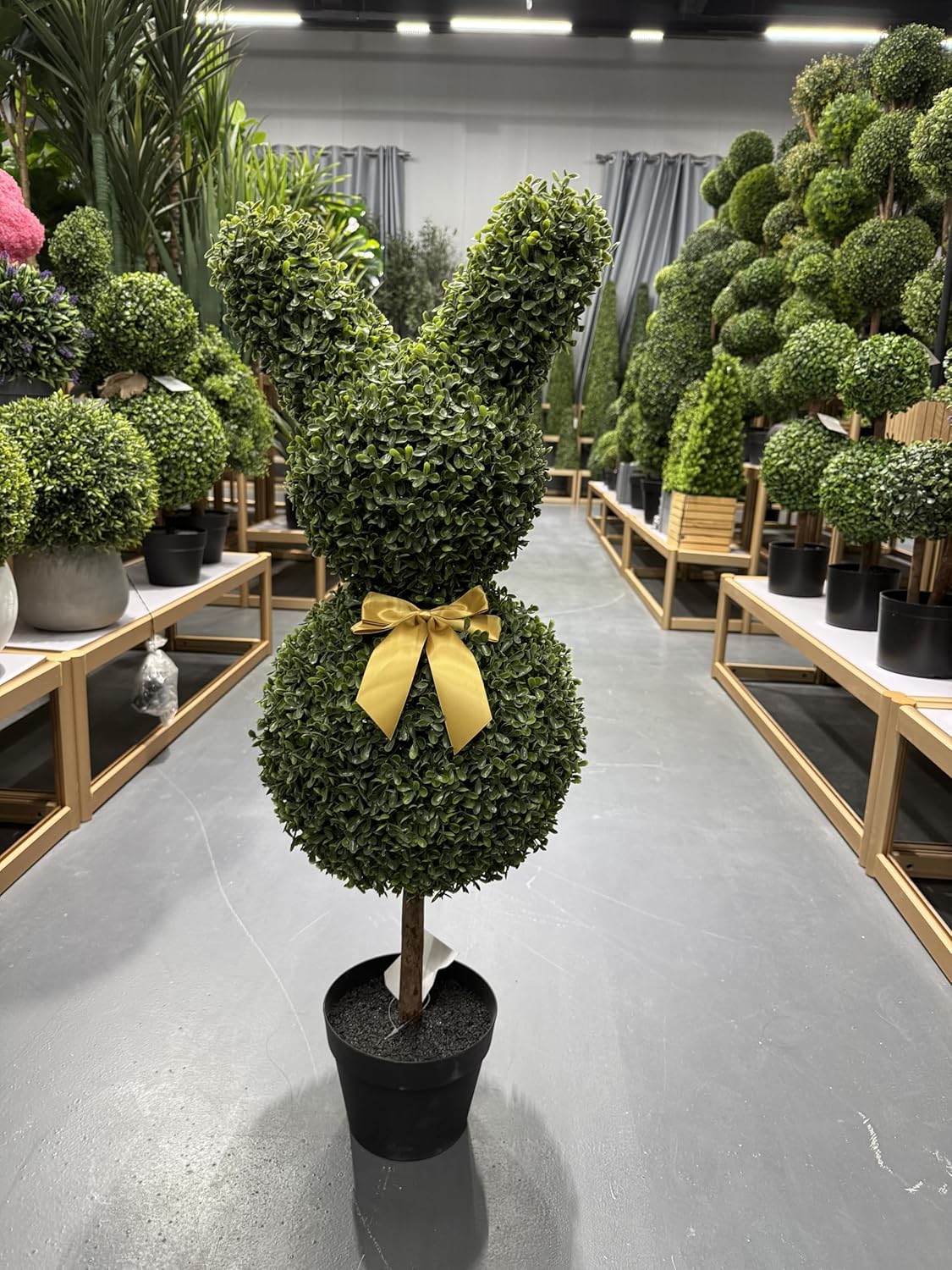 2 Pcs Artificial Bunny Topiary Trees with Planter Pots
